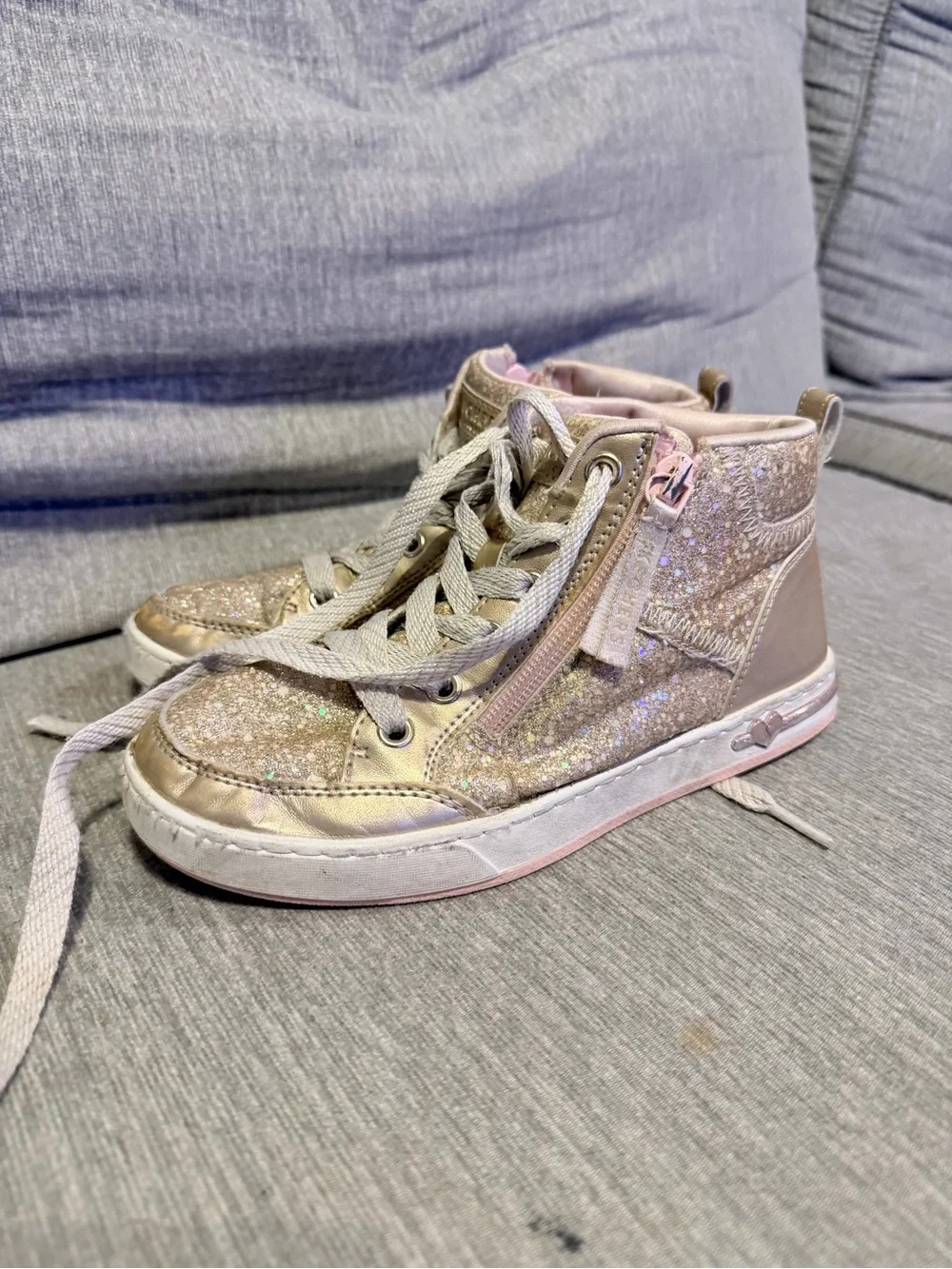 Skechers Girls' Metallic Gold Glitter High-Top Sneakers